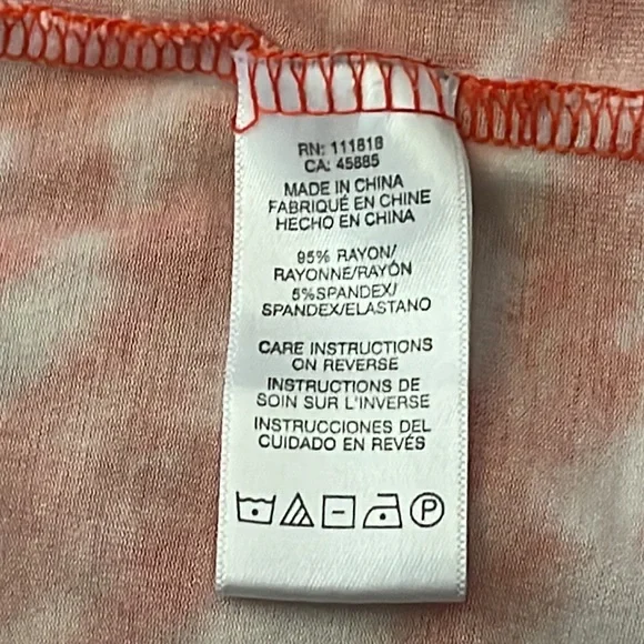 Michael Kors Off-Shoulder 3/4 Sleeve Top, Orange White | 2X - Picture 9 of 10